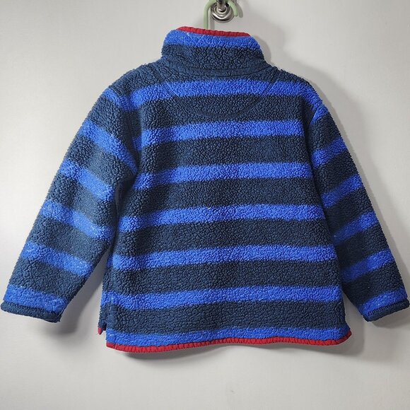 Next Fleece Top Half Zip Blue Black Stripes Sweatshirt Size 3/4T - Picture 2 of 5